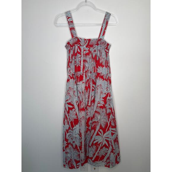 Talbots 2000s Red Cotton Sleeveless Palm Tree Print Sundress – Size 14 - Picture 5 of 9